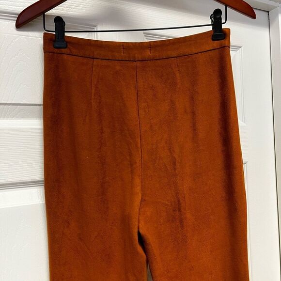 Lexi Drew Moleskin Faux Suede Rust Boot Cut Retro Pants sz S ( flaw) - Picture 4 of 6